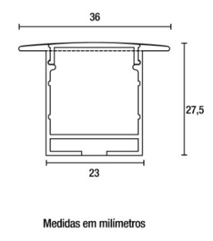 Perfil Line Alumínio Embutir 36mm 3M - Branco Fosco Perfil Line Alumínio Embutir 36mm 3M - Branco Fosco