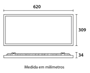 Painel Backlight LED Embutir Retangular Alumínio 30W 6.500K - Branco - 