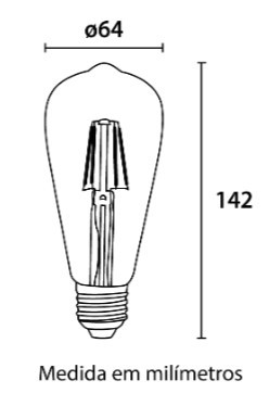 Lâmpada Filamento LED ST64 4W - 540lm 2.200K