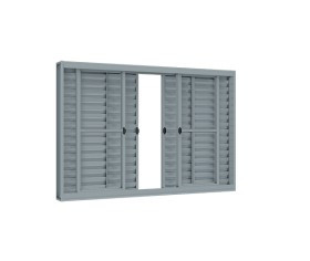 Janela mecal veneziana de correr central 4 folhas móveis e 2 fixas  - 