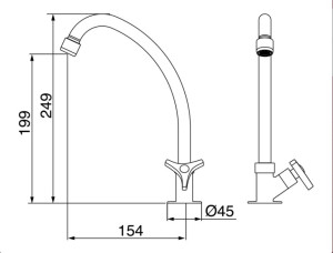 Torneira Lorenzetti para Cozinha de Mesa - Bica Móvel 1167 C30