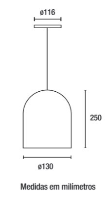 Pendente Otto Alumínio Interno Dourado - Preto - 