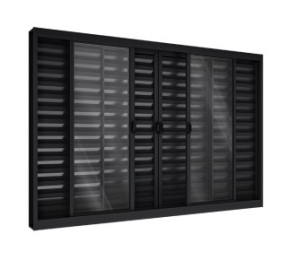 Janela veneziana de correr central 4 folhas móveis e 2 fixas s/grade 100 x 150