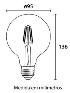 Lâmpada Filamento LED G95 6W - 540lm 2.200K