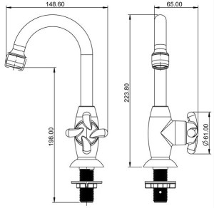 Torneira Plástica Lorenzetti Brio 1195 F34 de Bancada com Bica Alta - 