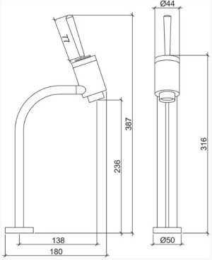 Misturador Monocomando de Lavatório 2877 C42 Lorenzetti - 