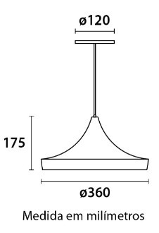 Pendente Decorativo Open 38cm Alumínio Branco E27 - Germany Blumenau