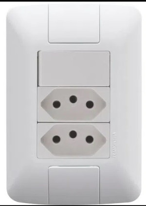 Conjunto 4x2 com 1 Interruptor Simples 6 A 250 V e 2 Tomadas 2P+T 20 A 250 V Tramontina Aria Branco 57241086 - 