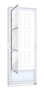 Porta de giro com postigo e grade mosaico 85 x 215 
