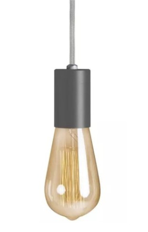 Pendente Vintage Soquete Liso 1,5m Preto 1xe27 - Cinza Concreto  - 