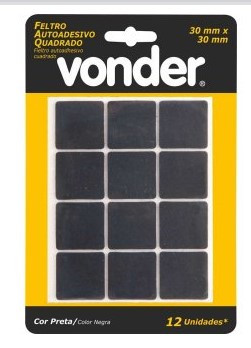 Feltro autoadesivo preto, quadrado, 30 mm, VONDER Feltro autoadesivo preto, quadrado, 30 mm, VONDER