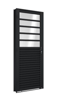 Porta de giro mista preta com travessa 85 x 215