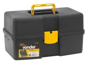 Caixa para ferramentas, plástica, com 2 bandejas, 37,0 cm x 22,0 cm x 20,0 cm, VD 2001, VONDER