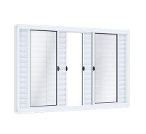 Janela veneziana de correr central 4 folhas móveis e 2 fixas s/grade 120 x 150