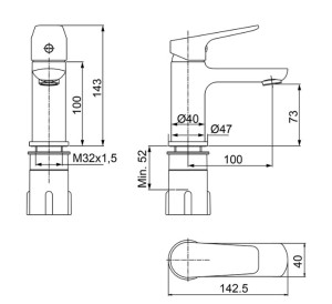 Misturador Monocomando Lavatório de Mesa 2875 C72 Lorenzetti