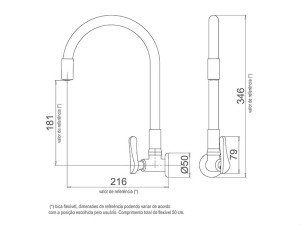 Torneira Multiuso Parede Bica Flexível Lorenzetti Lorenflex 1178 RG27 - 