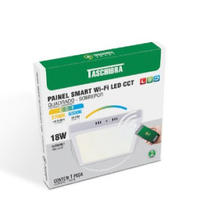 Smart painel led Taschibra wifi led 18W quadrado sobrepor CCT  15140148 - 