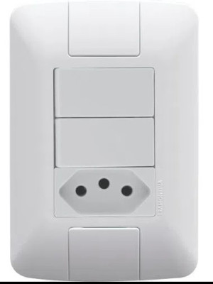 Conjunto 4x2 con 2 Interruptores Sencillos 6 A 250 V y 1 Tomacorriente 2P+T 20 A 250 V Tramontina Aria Blanco
57241071 - 