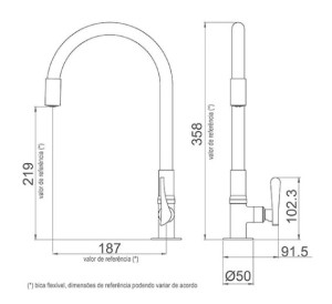 Torneira Lorenzetti Multiuso de Mesa Branca - Bica Flexível 1177 W27 - 