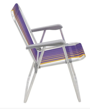 Cadeira de Praia Tramontina Samoa Alta em Alumínio com Assento Roxo e Amarelo - 