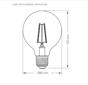 Lâmpada led filamento Taschibra vintage globo G80 4W  Âmbar 11080382 - 