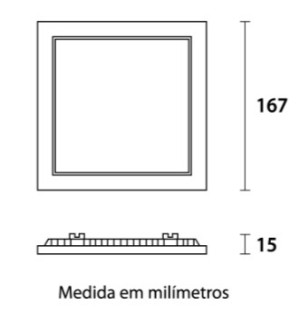 Painel LED Embutir Quadrado Alumínio 12W 6.500K - Branco - 