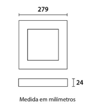 Painel LED Sobrepor Quadrado Alumínio 24W 6.500K - Branco - 