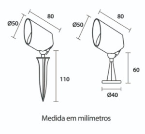 Espeto/Spot LED Clean IP65 5W 6.500K - Preto