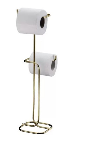 Suporte Porta Papel Higiênico Duplo De Chão Dourado 1176DD - Future