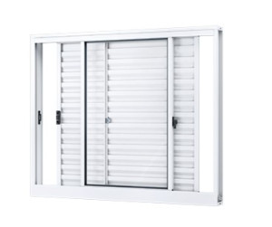 Janela riobras veneziana de correr 3 folhas móveis s/grade 100x100 