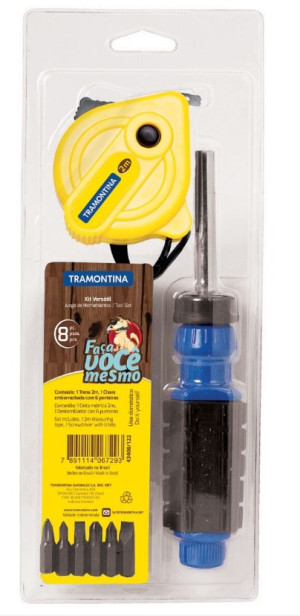 Kit de Ferramentas Tramontina com Ponteiras Chave com Adaptador e Trena para Uso Doméstico 8 Peças - 