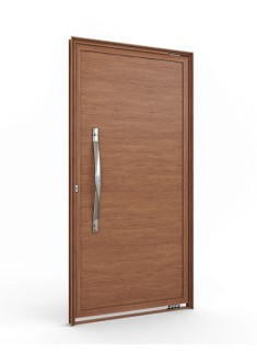 Porta mecal pivotante madeira lambri com puxador de 80cm em alumínio 105 x 215 - 