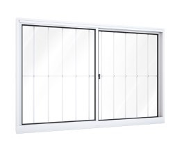Janela riobras veneziana de correr lateral 2 folhas móveis com grade 100 x 100  - 