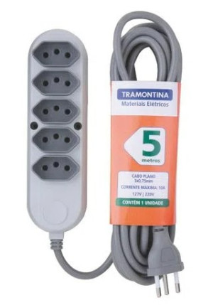 Extensão Múltipla 5 Tomadas 2P+T 10 A 250 V Tramontina 5 m 57504031
