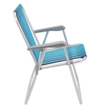 Cadeira de Praia Tramontina Samoa Alta em Alumínio com Assento Azul - 