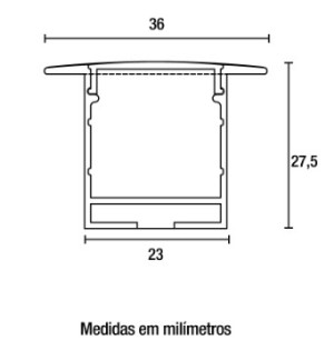 Perfil Line Alumínio Embutir 36mm 3M - Preto - 