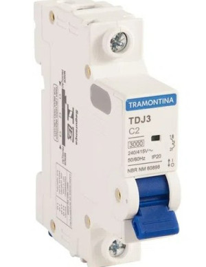 Minidisjuntor TDJ3 1 P 2 A 3 kA curva C Tramontina
58011101