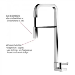 Misturador Cozinha Monomix Lorenzetti Loren Square 4267 C67 - 