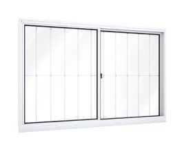 Janela riobras de correr lateral 2 folhas móveis com grade 100X150 
