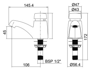 Torneira de Fechamento Automático Ecofortti 1179 F79 - Lorenzetti 