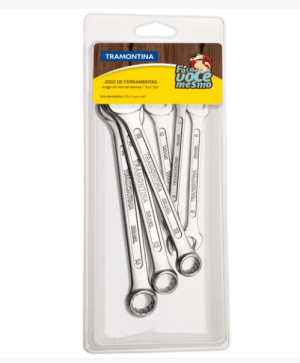 Jogo de Chaves Fixas e Combinadas Tramontina com Corpo em Aço Especial Cromado Temperado 6 Peças