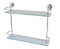  Porta Shampoo Reto e Duplo de Alumínio com Vidro Transparente - 