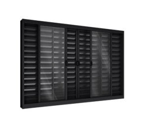 Janela riobras veneziana de correr central 4 folhas móveis e 2 fixas  s/grade 100 x 120  - 