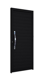 Porta riobras de giro lambri preta com puxador de 60cm em aço inox 89 x 215