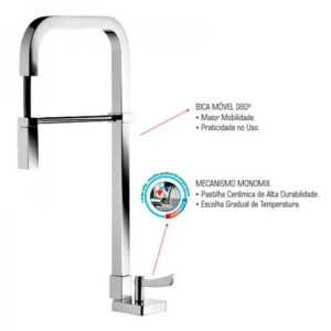 Misturador Cozinha Monomix Lorenzetti Loren Square 4267 C67 - 