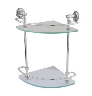  Porta Shampoo de Canto e Duplo com Alumínio com Vidro Transparente - 