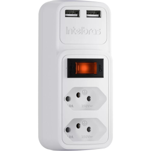 ADAPTADOR CARREGADOR 2 TOMADAS/2 USB INTELBRAS EAC 202