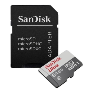 CARTAO DE MEMORIA MICRO SD SANDISK 64GB C/ADAPTADOR ULTRA SDSQUNR-064G-GN3MA
