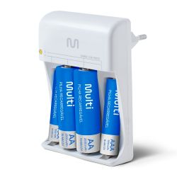 KIT CARREGADOR DE PILHAS MULTILASER + PILHAS RECARREGAVEL CB045