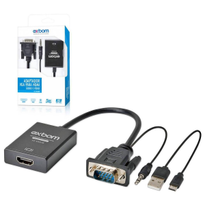 ADAPTADOR CONVERSOR VGA MACHO P/ HDMI FEMEA C/ AUDIO EXBOM CC-VHA30
